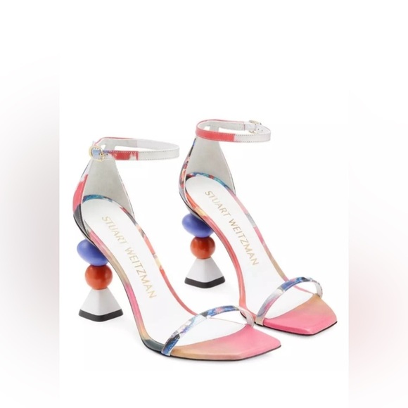 Stuart Weitzman x KidSuper Nudistcurve Womens Leather Heels Sandals Mult… - Picture 2 of 8
